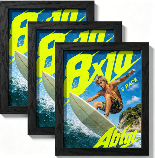 8x10 Picture Frame Set of 3, Gallery Wall Frame Set Black Woodgrain