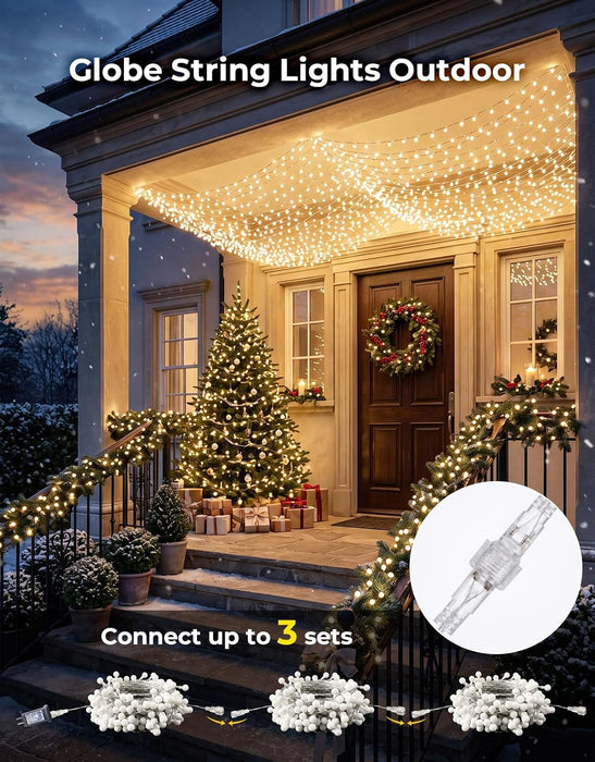 66FT Globe String Lights for Indoor Bedroom Connectable, Warm White