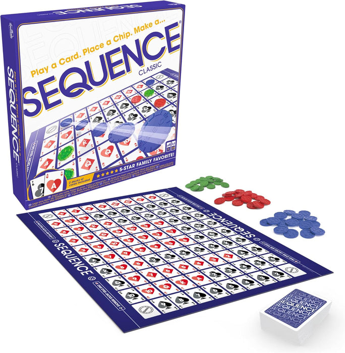 SEQUENCE- Original SEQUENCE Game with Folding Board, Cards and Chips by  ( Packaging may Vary ) White, 10.3" x 8.1" x 2.31"