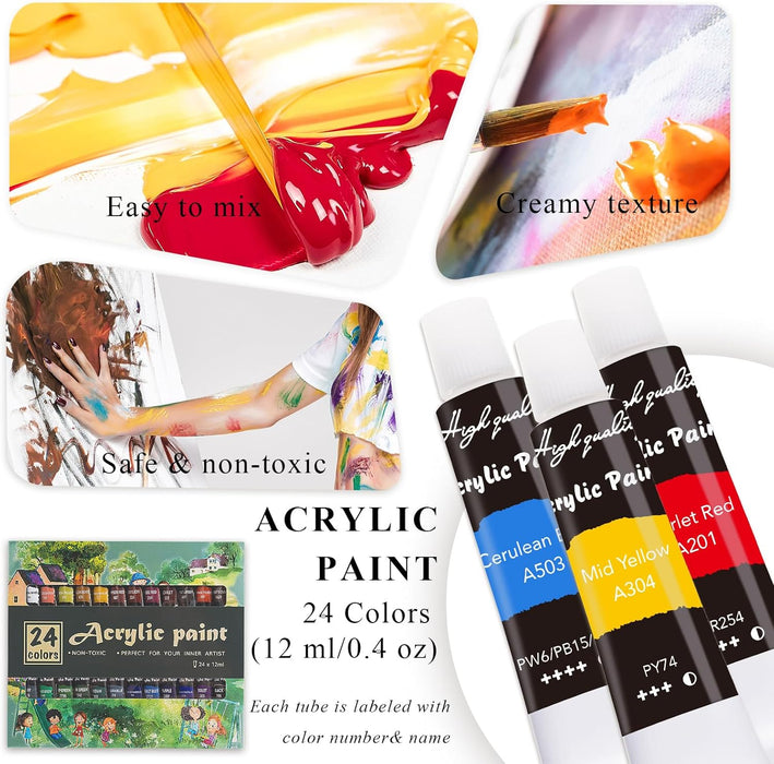 Acrylic Paint Set for Kids & Adults,Art Supplies Kit with Canvas