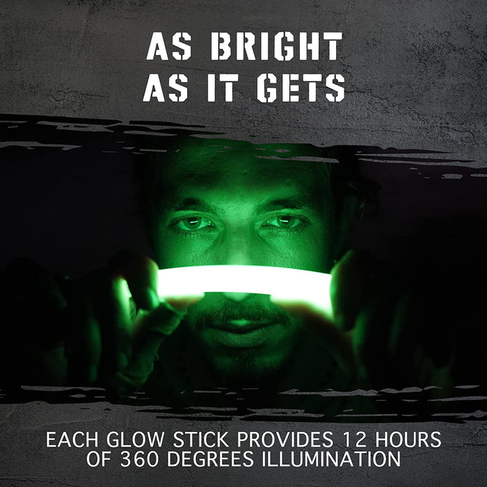 Emergency Glow Sticks with 12 Hours Duration, Individually Wrapped Industrial Grade Glowsticks for Survival Gear, Campin