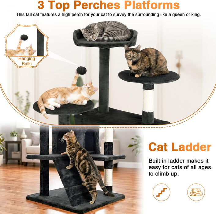 | 54" Cat Tree Tower | Dark Gray | Multi-Level Indoor Activity Center
