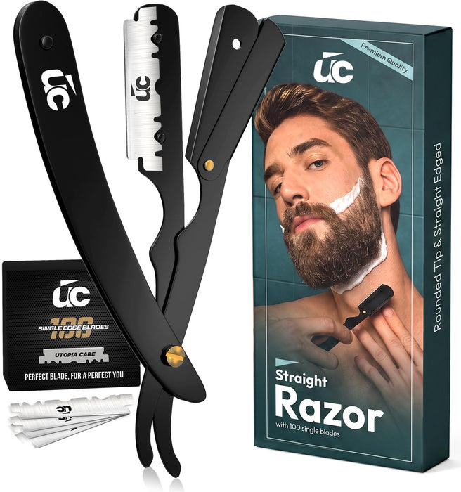 Barber Straight Razor for Men- 100pc Blades Straight Edge Razor