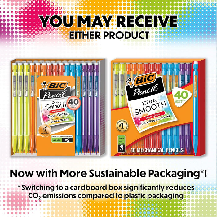Xtra Smooth Bright Edition Mechanical Pencils, 0.7 mm Medium Point, Bulk School Supplies for Students and Teachers, 40-C