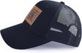 American Flag with Bass Trucker Hats for Men, Adjustable Leather Patch Mesh Fishing Baseball Cap