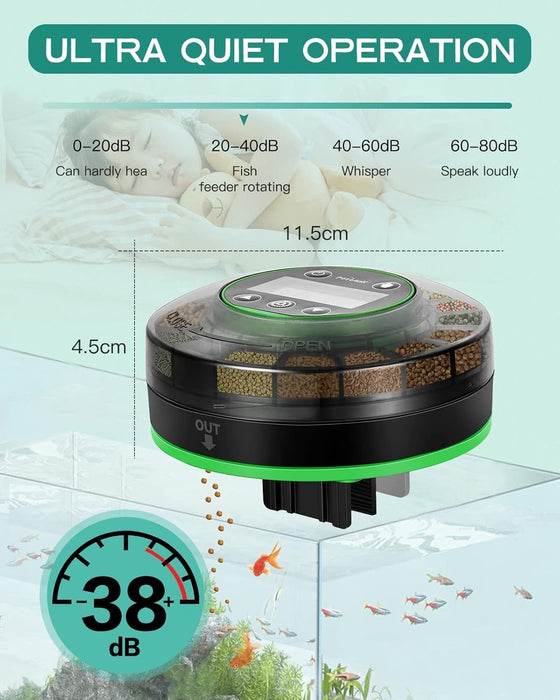 Automatic Fish Feeder for Aquarium Portion Control & Moisture-Proof