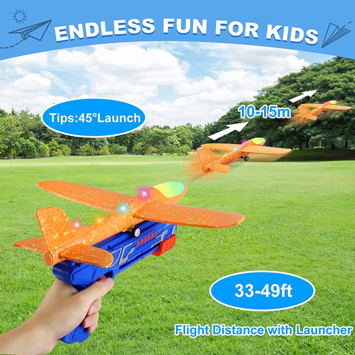 3 Pack Airplane Launcher Toys, 13.2'' LED Foam Glider