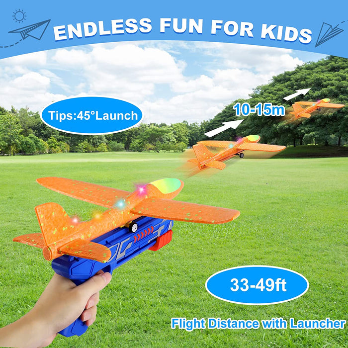 3 Pack Airplane Launcher Toys, 13.2'' LED Foam Glider