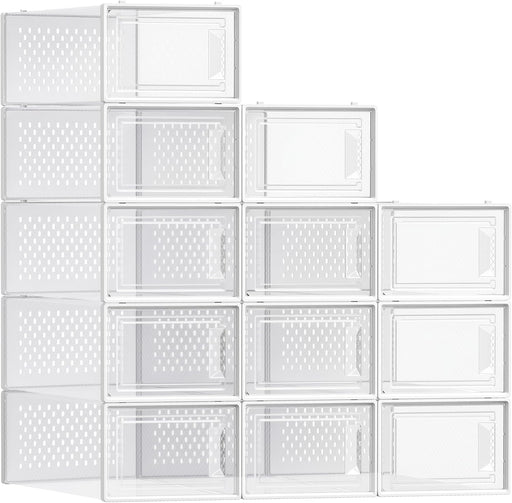 Shoe Boxes, Clear Plastic Sneaker Box, Pack of 12