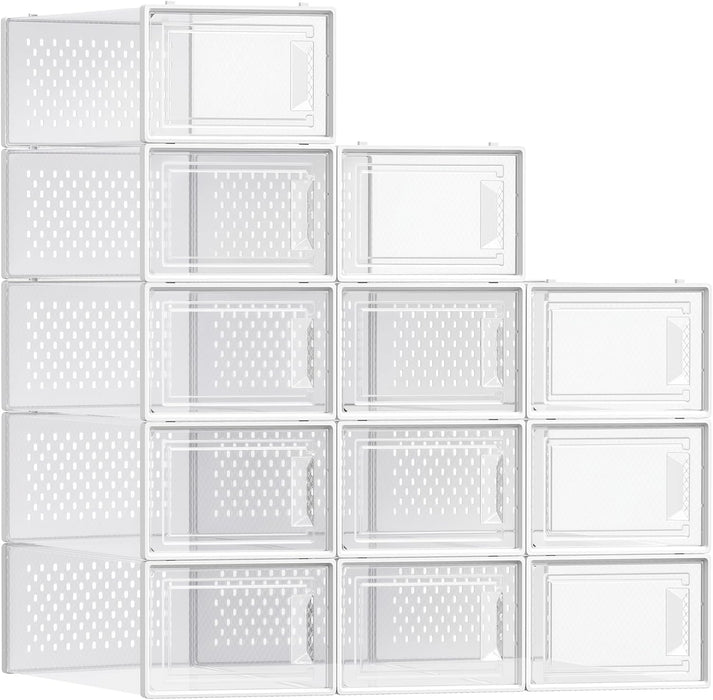 Shoe Boxes, Clear Plastic Sneaker Box, Pack of 12