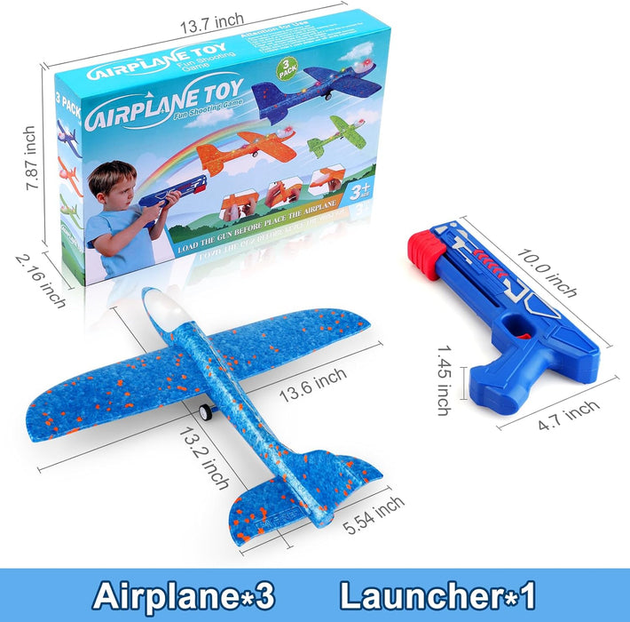 3 Pack Airplane Launcher Toys, 13.2'' LED Foam Glider