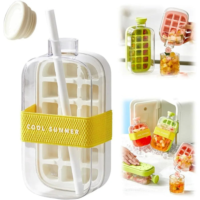 Touch-Free Ice Cube Bottle with Storage Bin