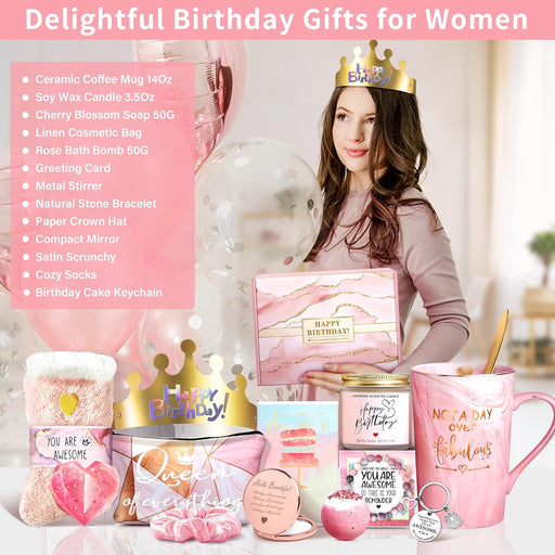 Not A Day Over Fabulous Mug Gifts Set- Birthday Gifts for Women - Funny Birthday Gift Ideas for Her,Friends, Coworkers, 