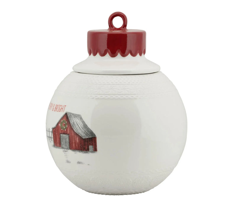10 Strawberry Street "Merry & Bright" Ornament Cookie Jar