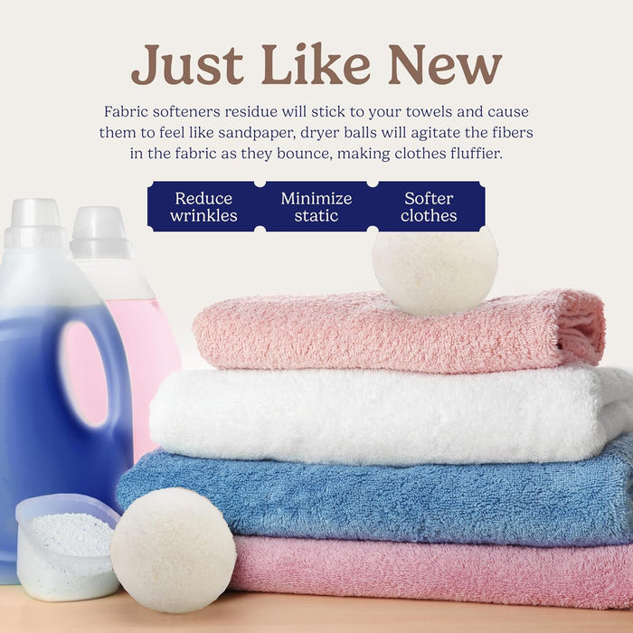 Wool Dryer Balls 6-Pack, Reusable Natural Fabric Softener