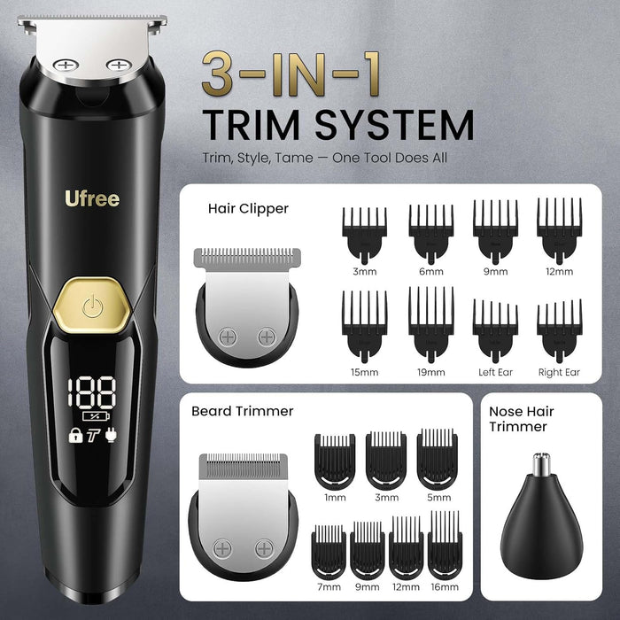 3-in-1 Beard Trimmer for Men, IPX6 Waterproof Electric Razor