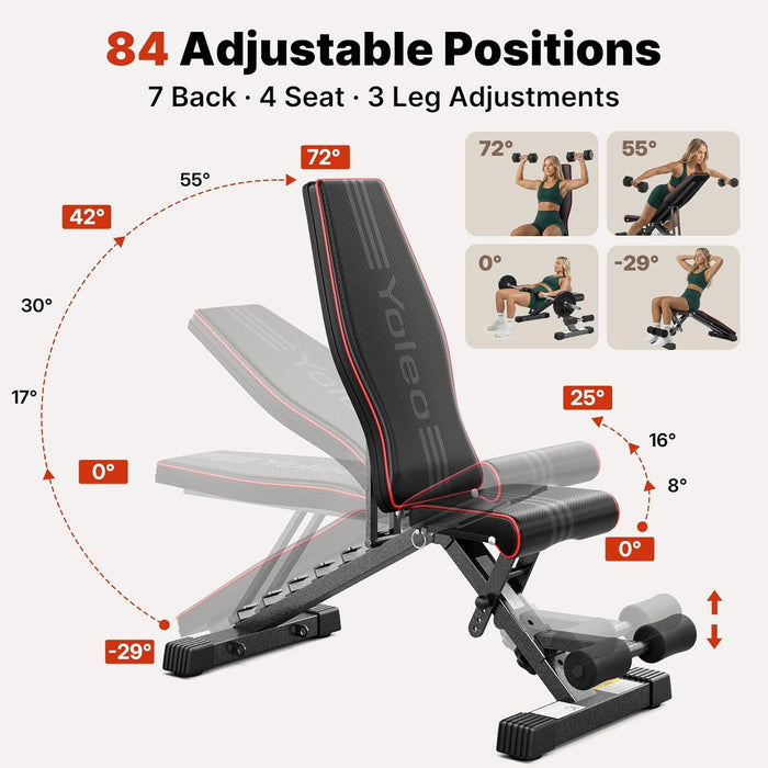 Adjustable Weight Bench, ASTM-Certified 827LBS
