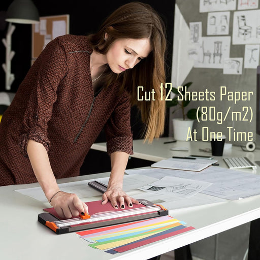 A4 Paper Cutter, 12 Inch Paper Trimmer with Extened Ruler, Black