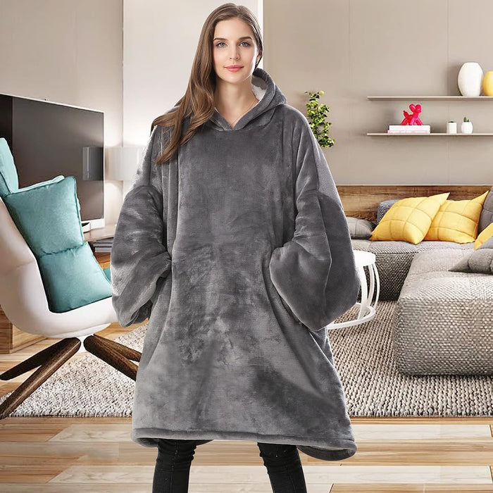 Wearable Blanket Hoodie, Oversized Sherpa Hooded Blanket Sweatshirt, Super Warm and Cozy Hoodie Blanket for Women Men Adults