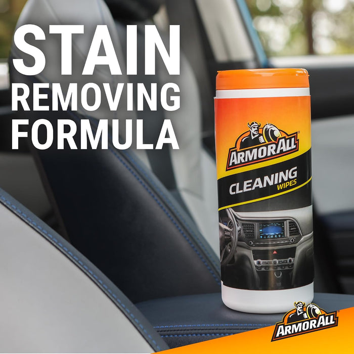 Interior Car Cleaning Wipes, 25 Count Canister, Powerful Cleaning for Dashboards, Vinyl, Clear Plastics, Carpet and Fabr
