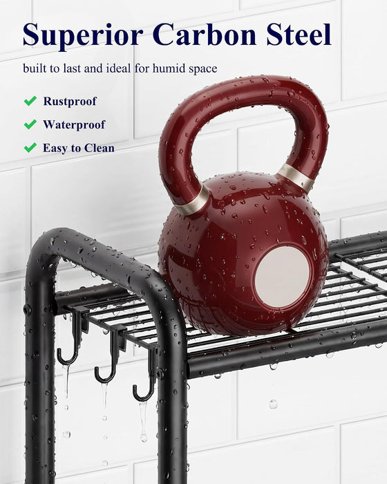 Over Toilet Storage Rack, 63.2" H Space-Saving, Holder & Hooks