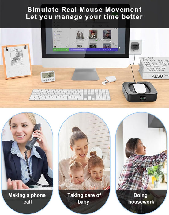 Mouse Mover Undetectable, Super-Silent Mouse Jiggler Device Move Randomly, Automatic Wiggler Shaker Giggler, Adjustable Interval Timer, Keep Computer Laptop Active for Office Home Remote Work