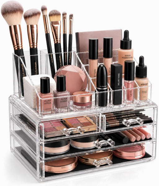 Makeup Organizer Countertop, Cosmetic Display Case, Acrylic Makeup Storage for Vanity, Clear Make-up Organizer for Vanit