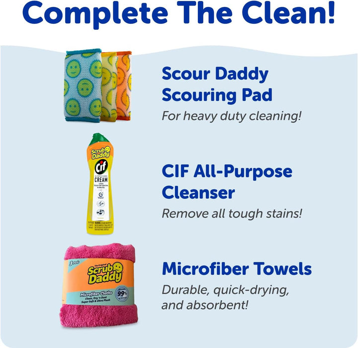 BBQ Daddy Grill Cleaner Kit - Bristle Free Grill Brush with Refill + 2 Steel Scour Daddy Grill Sponges - Built-in Grill Scraper - Temperature Controlled Grill Cleaning Tools (4 Count)