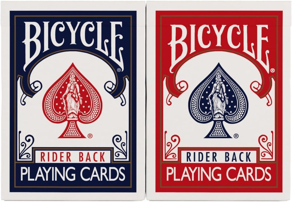 Rider Back Playing Cards, Standard Poker Size Deck of Cards, Red & Blue (2 Pack), Classic Cards, Blackjack, Family Game Night & Card Games, Fun for All Ages