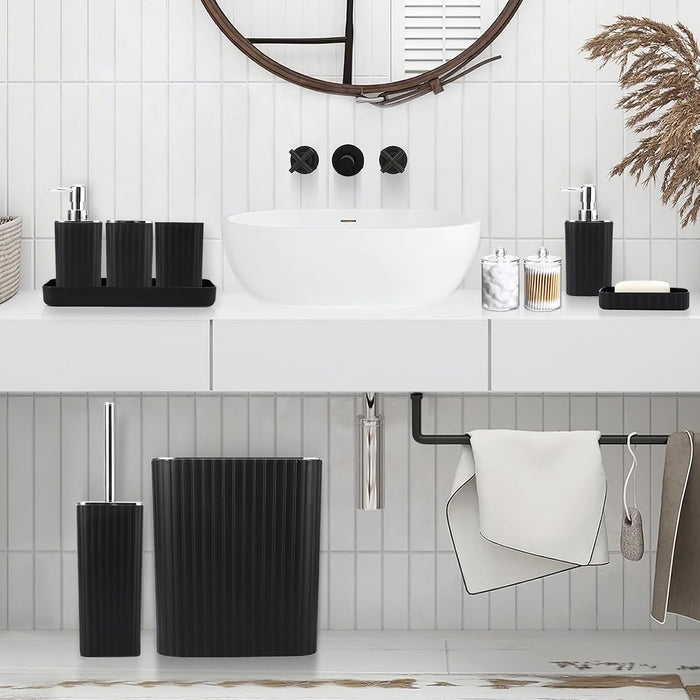 Bathroom Accessories Set - 10PC Gorgeous Black Bathroom Set