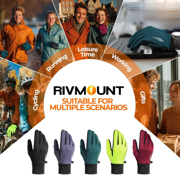 Winter Gloves Women Men, Cold Weather Touch Screen Liner Glove, Windproof 3-Layers, for Running, Cycling, Biking, Hiking, Driving