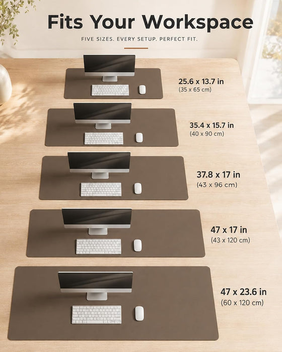 Dual-Sided Desk Mat - Leather & Cork Desk Protector, Large Mouse Pad & Writing Pad for Office/Home, Coffee (25.6"x13.7")