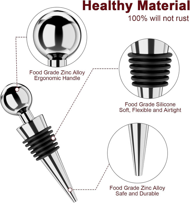 Wine Stoppers for Wine Bottles 3Pcs Vacuum Wine Bottle Stopper with Silicone Reusable Wine Corks, Leak proof Keep Fresh 
