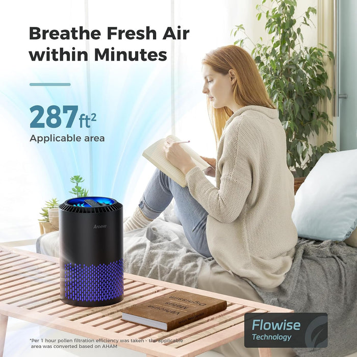 Air Purifiers for Bedroom with Sleep Mode Speed Control-MK01A(Black)