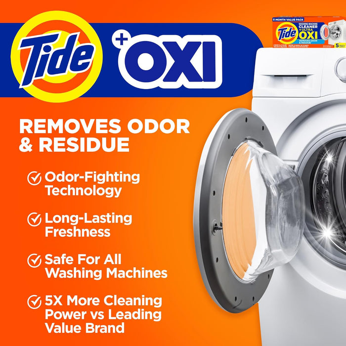 Washing Machine Cleaner 52 Week Supply with Oxi for Front and Top Loader Washer Machines, Deep Cleaning Residue & Odor E