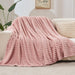 Fleece Ribbed Cozy Throw Blanket for Couch, Pink, 50"x60"