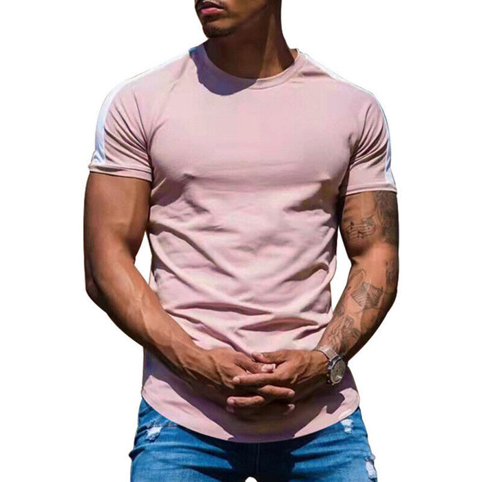 Mens Casual round Curved Hem T-Shirt Men Sport Fashion Short Sleeve T Shirts