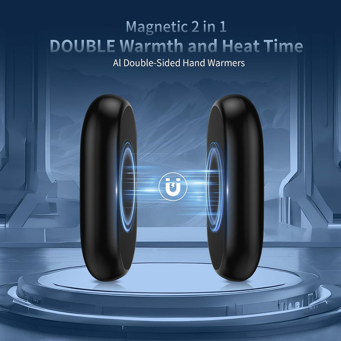 Hand Warmers Rechargeable 2 Pack, 2-in-1 Magnetic Electric Hand Warmer, 3 Heat Settings, Up to 24H, USB-C Reusable Portable Pocket Heater for Camping, Hunting, Golf, Skiing, Fishing