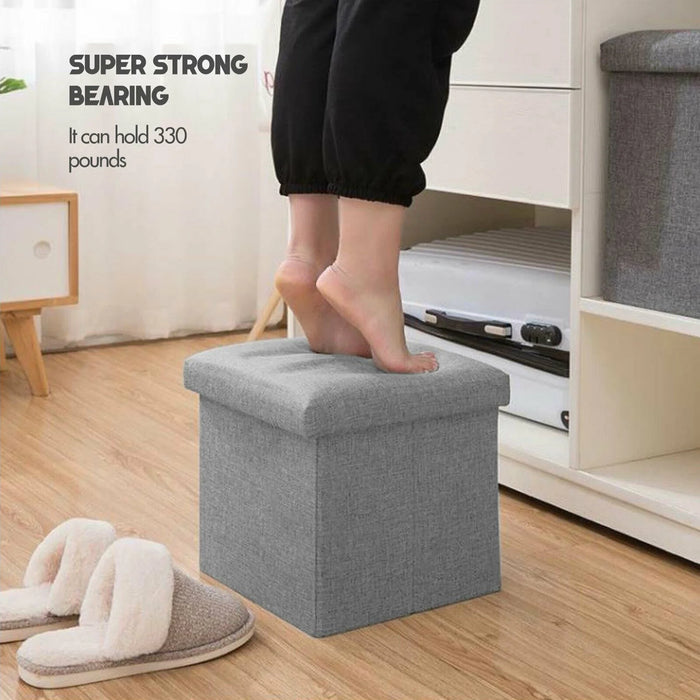 Folding Storage Ottoman Cube Space-Saving Storage Toy Box Foot Rest Stool Seat 11.8"