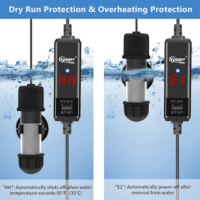 Small Aquarium Betta Heater, Submersible Fish Tank Heater 10W/25W/50W/100W with LED Digital Display, Suitable for Marine