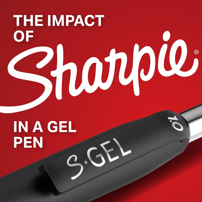 S-Gel Gel Pens, Black Barrel, Medium Point (0.7mm), Black Gel Ink, 12 Count - Home, Office, School, Journaling, Writing, Note-Taking, Teacher Supplies