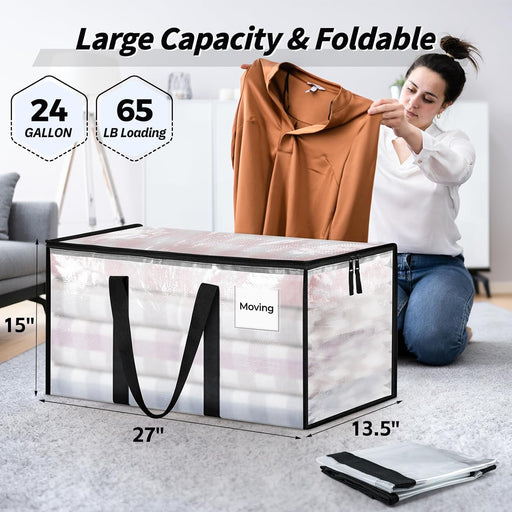8 Pack Extra Large Clothes Storage Bins with Lids, Clear