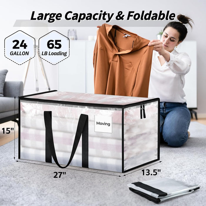 8 Pack Extra Large Clothes Storage Bins with Lids, Clear