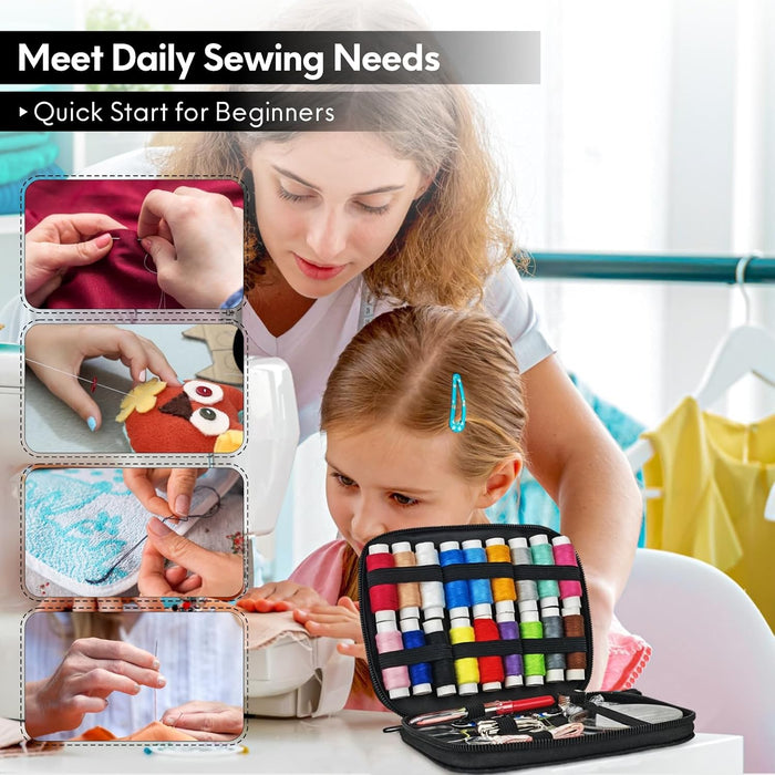 Sewing Kit Basic for Adults, 87 Pcs Sewing Kit with Needle and Thread, Sewing Supplies Portable Travel Emergency Repair 