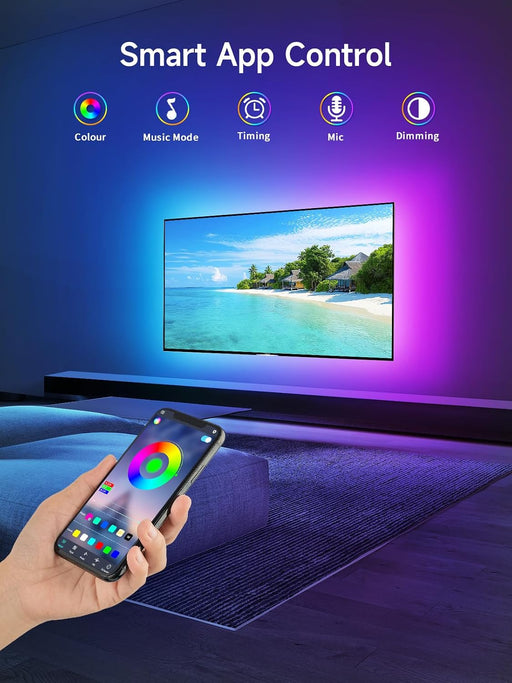 LED Lights for TV, 16.4ft TV LED Backlight for 45-75 Inch TVs, RGB TV Backlight Behind with Music Sync, Smart APP and Button Control Strip Lights USB Powered for Bedroom/Gaming