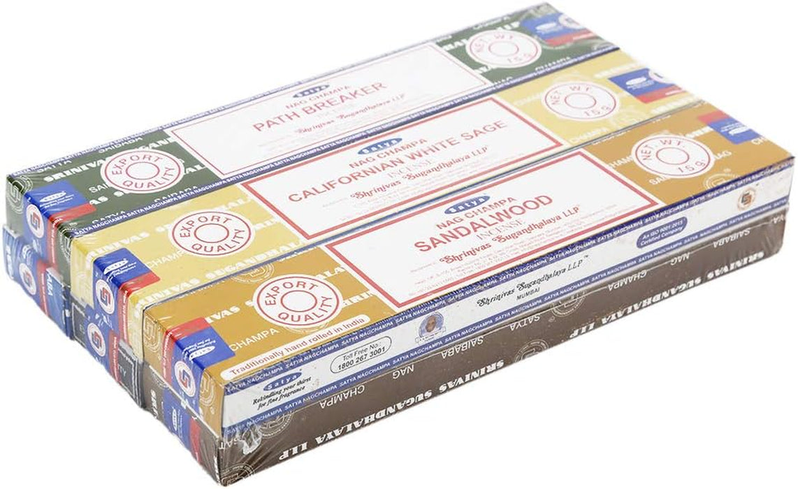 - Set of 6 - Nag Champa, Super Hit,Path Breaker,Soul Searcher, Sandalwood, Californian White Sage 15 Grams