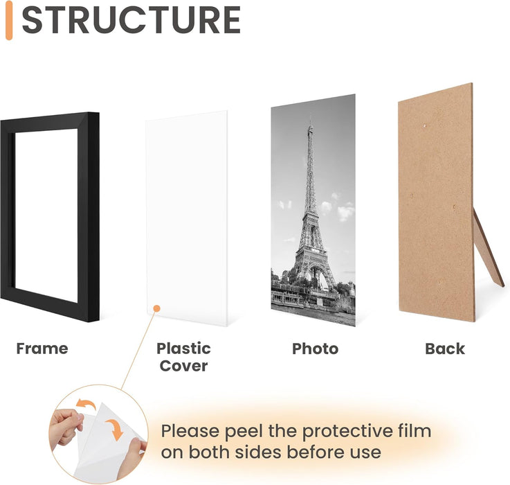 Picture Frames Set of 10, Including 8x10, 5x7, 4x6 Black Frame