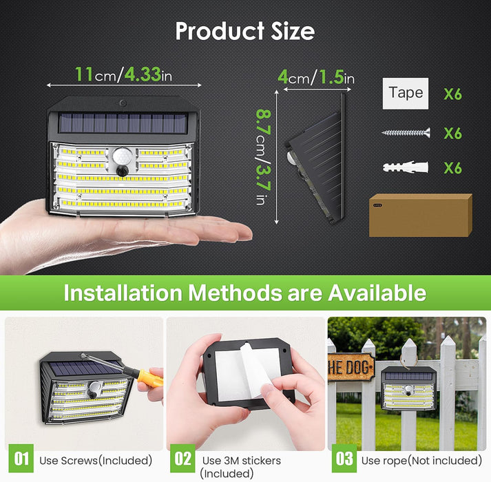 Solar Motion Lights Outdoor, Ultra Bright Solar Fence Lights with Motion Sensor, IP65 Waterproof Security Light 3 Modes,