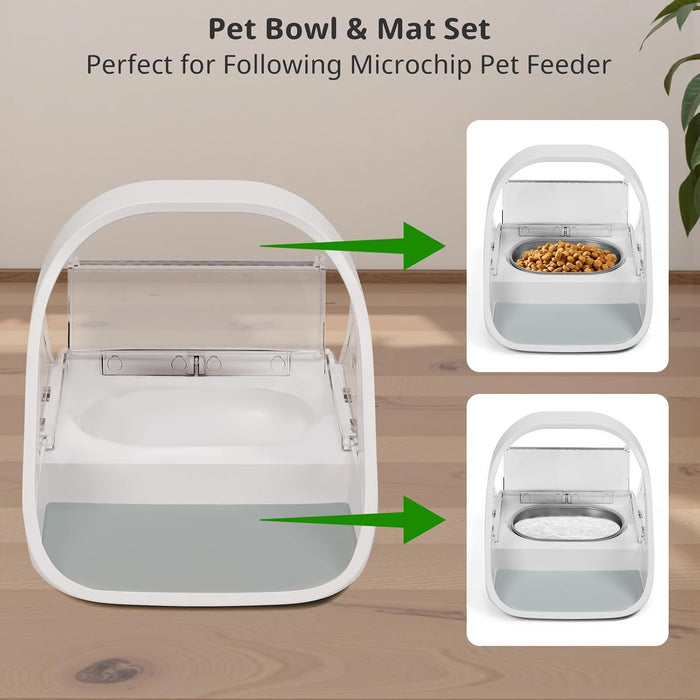 Stainless Steel Bowl for Automatic Microchip Cat Pet Feeder, Sealing Ring Design for Keeping Food Fresh and Reducing Odo