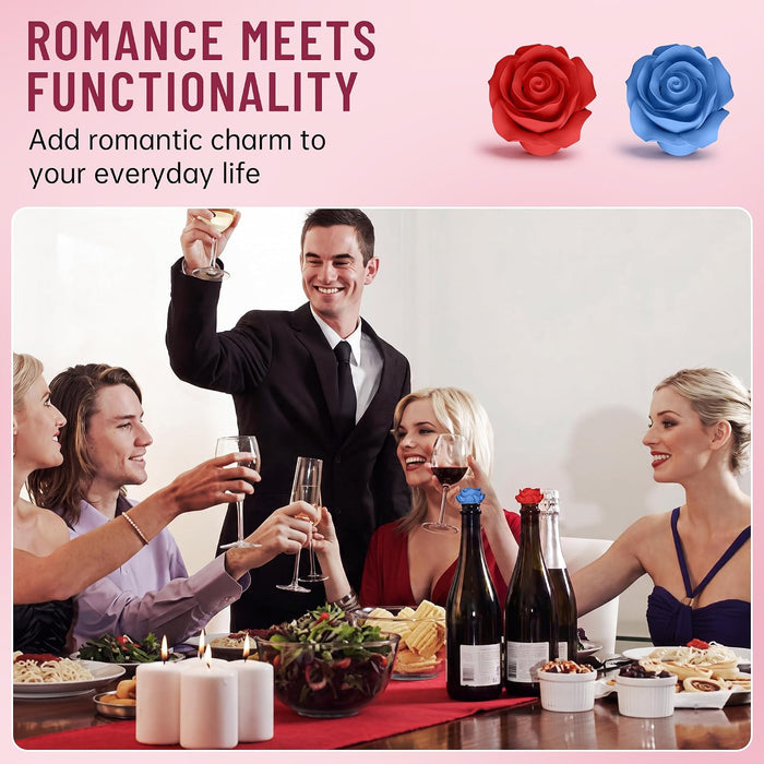 2‑Pack Silicone Wine Stoppers, Rose Shaped Bottle Stoppers